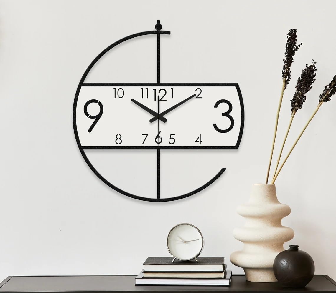 PRAMUKH FASHION Wall Clock Stylish Metal Analog Wall Clock for Living Room, Bedroom, Office, Kitchen, Home and Hall | Antique Fancy Big Size Modern Wall Watch (Style-10, Size-40 CM)