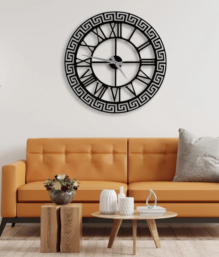 PRAMUKH FASHION Wall Clock Stylish Metal Analog Wall Clock for Living Room, Bedroom, Office, Kitchen, Home and Hall | Antique Fancy Big Size Modern Wall Watch (Style-10, Size-40 CM)