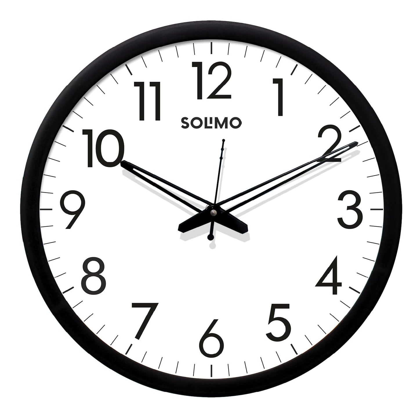 Amazon Brand - Solimo 12-Inch Contemporary Plastic&Glass Analog Wall Clock-Designer(Silent Movement,Black Frame)