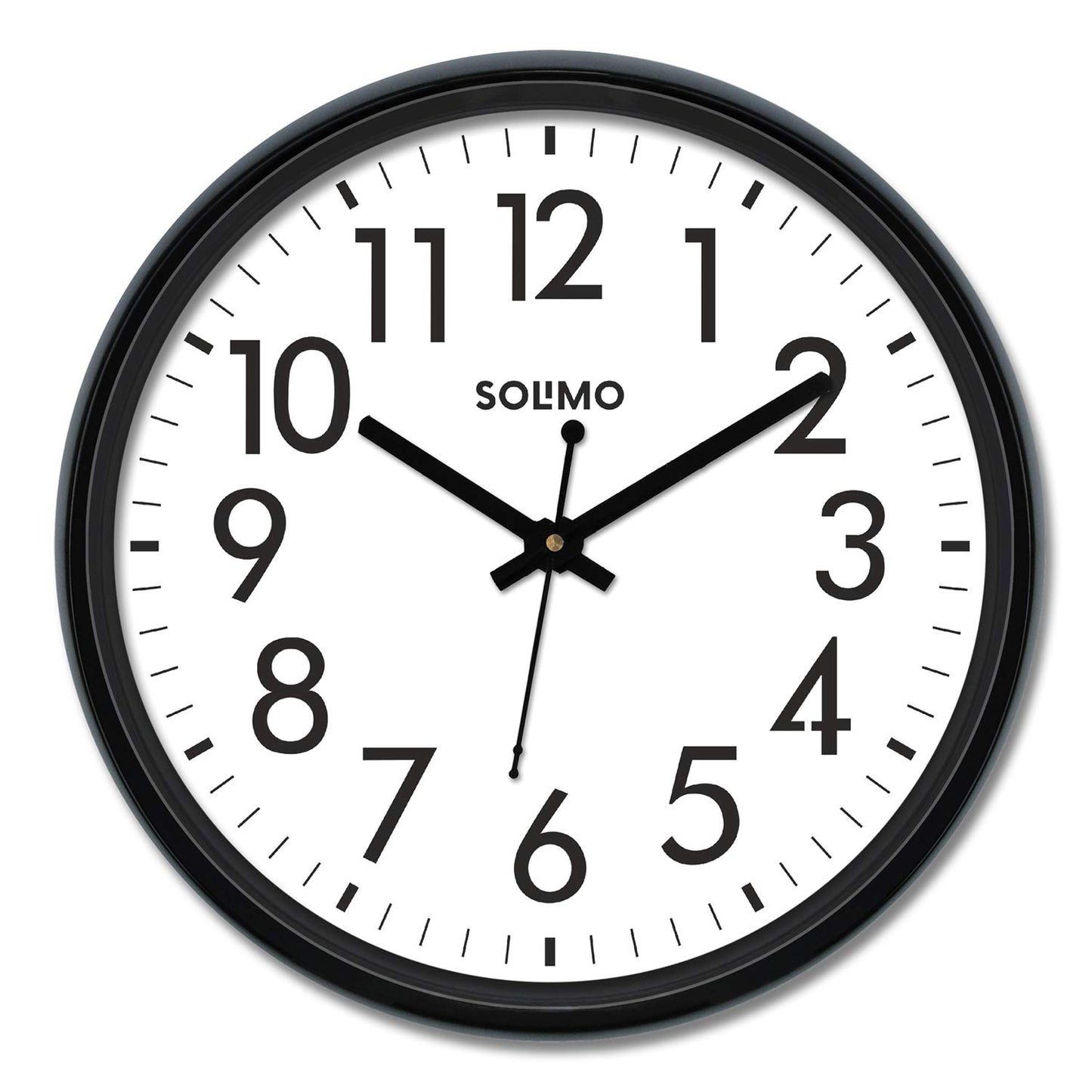 Amazon Brand - Solimo 12-Inch Contemporary Plastic&Glass Analog Wall Clock-Designer(Silent Movement,Black Frame)