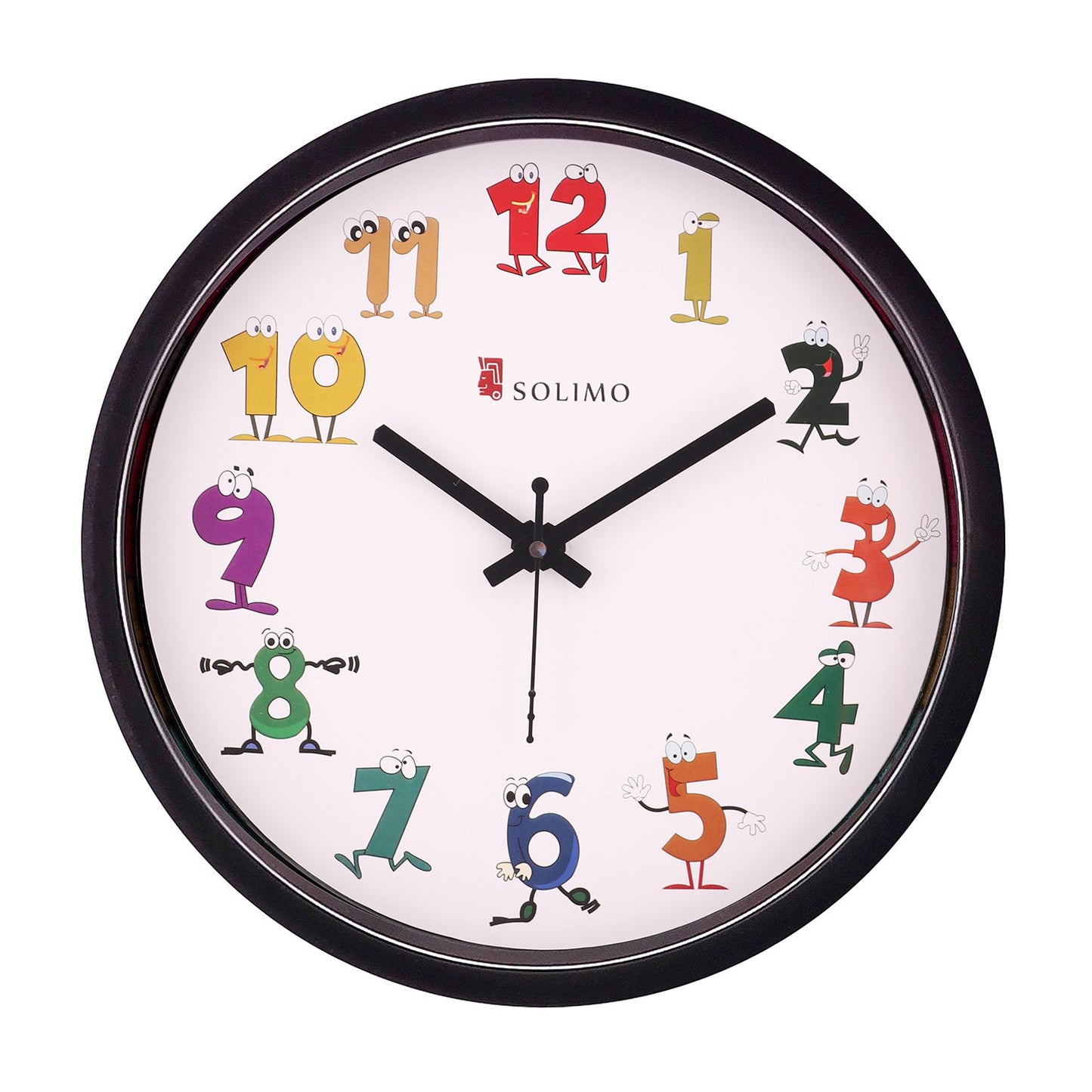 Amazon Brand - Solimo 12-Inch Contemporary Plastic&Glass Analog Wall Clock-Designer(Silent Movement,Black Frame)