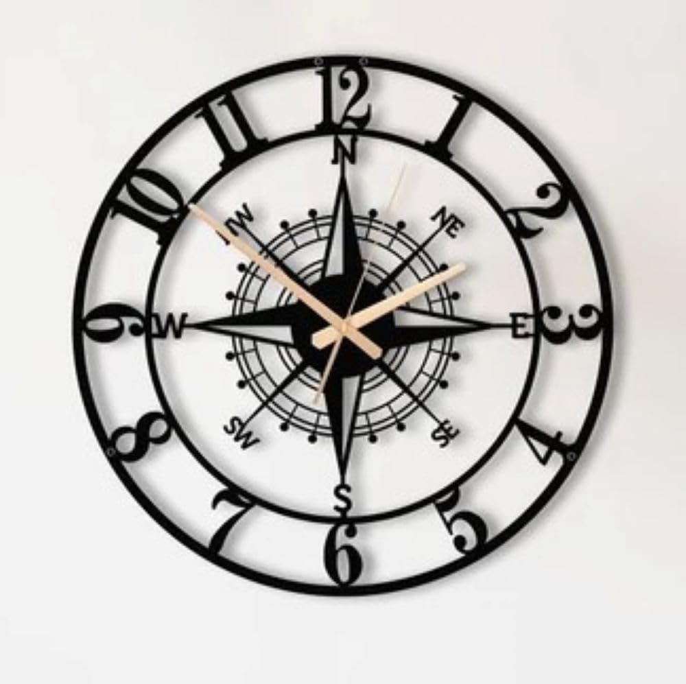 PRAMUKH FASHION Wall Clock Stylish Metal Analog Wall Clock for Living Room, Bedroom, Office, Kitchen, Home and Hall | Antique Fancy Big Size Modern Wall Watch (Style-10, Size-40 CM)