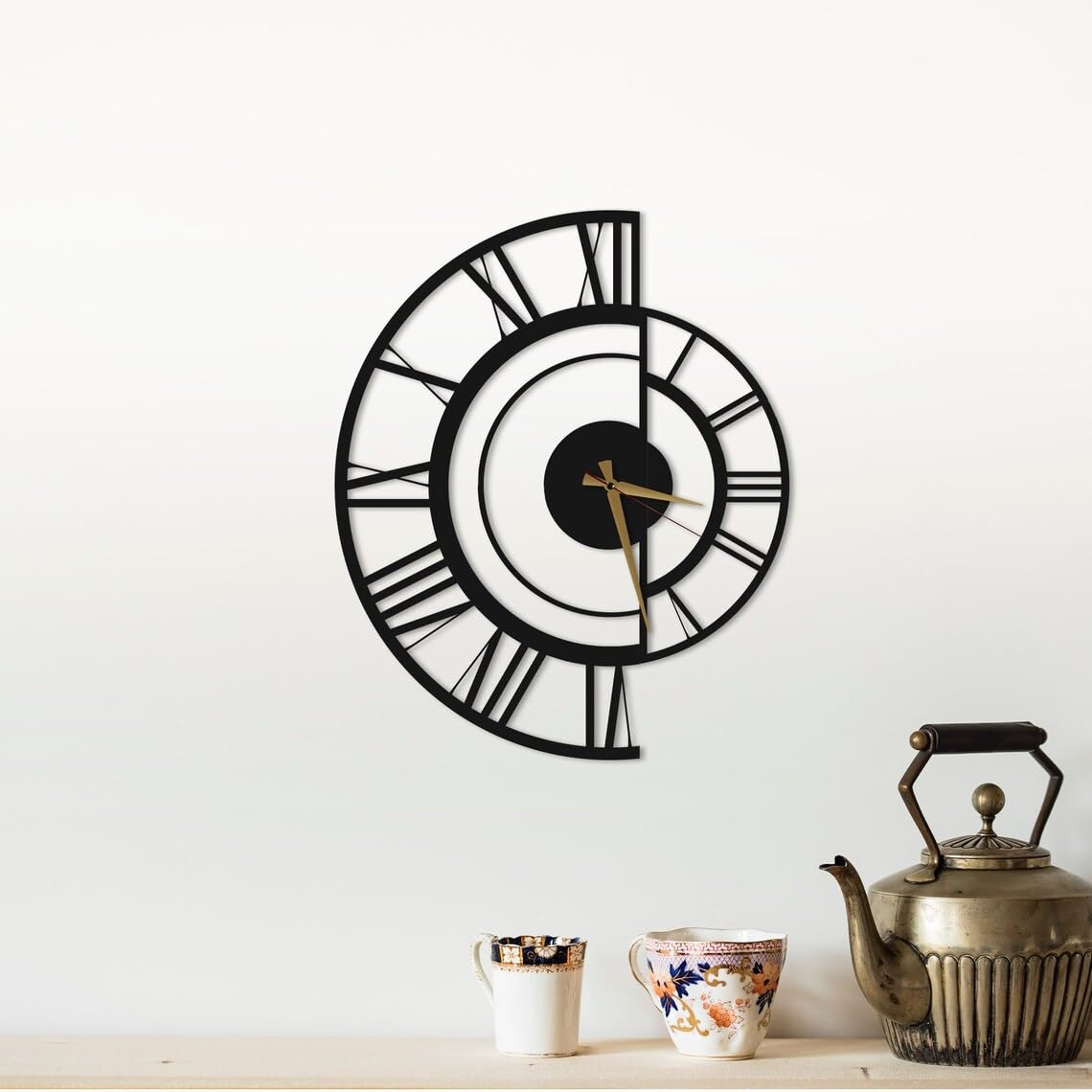 PRAMUKH FASHION Wall Clock Stylish Metal Analog Wall Clock for Living Room, Bedroom, Office, Kitchen, Home and Hall | Antique Fancy Big Size Modern Wall Watch (Style-10, Size-40 CM)