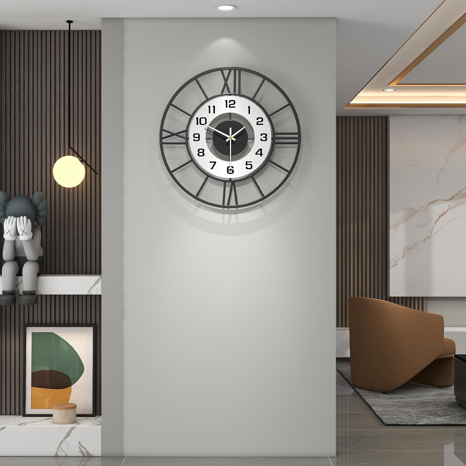 PRAMUKH FASHION Wall Clock Stylish Metal Analog Wall Clock for Living Room, Bedroom, Office, Kitchen, Home and Hall | Antique Fancy Big Size Modern Wall Watch (Style-10, Size-40 CM)