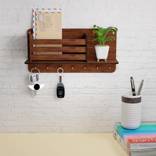 Kritziee™ Key Holder for Home | Wooden Key Holder for Wall Key Chain Holders for Wall | Key Hanger (8 Hooks)