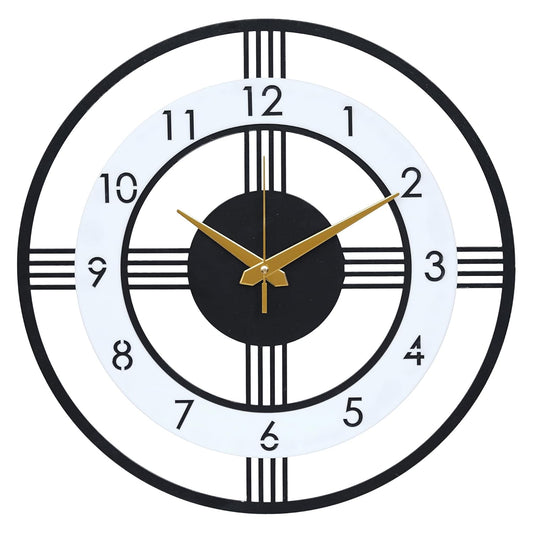 Ingo creation Stylish Metal Wall Clock for Living Room|Antique Big Size Modern Wall Watch for Bedroom, Office, Kitchen, Hall & Home Decor (Style 1, 40 Cm), Analog, Multicolor