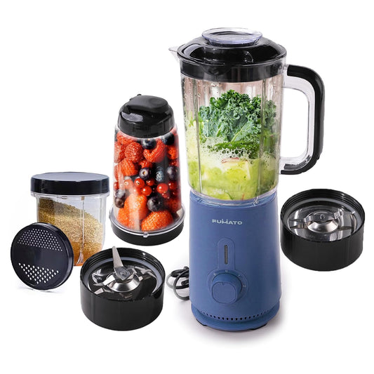 FUMATO Mixer Grinder Blender- 800W | Mixie for Kitchen with 3 Jars, Stainless Steel Blades, 3 Speed Control, Anti-Skid Feet | Nutri Blender Juicer with 1 Year Warranty (Midnight Blue)